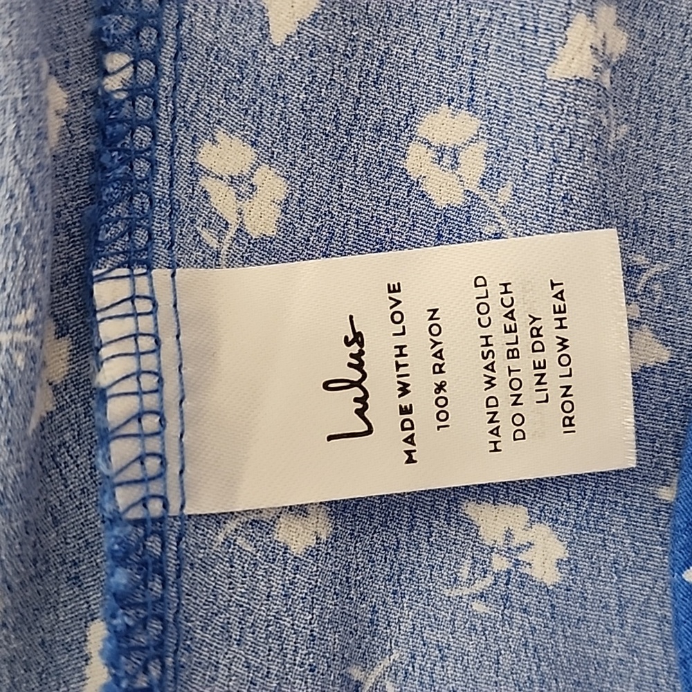 Lulus Maretta Blue and White Floral Print Wrap Midi Dress - Picture 6 of 7